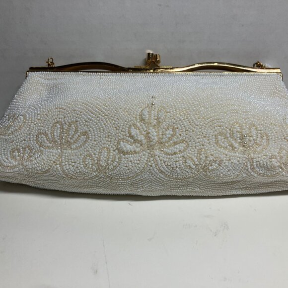 Vintage Beaded Clutch by Dena of Dallas – Ivory Pearl Purse Made in Japan - Picture 7 of 10
